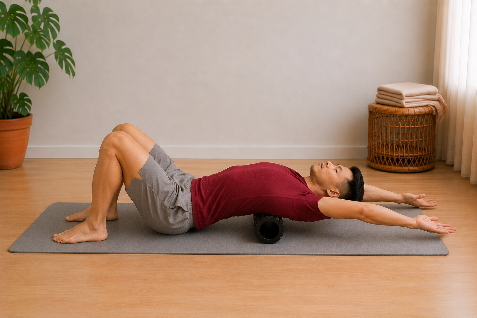 Uitvoering: Bovenrug strekken op foam roller