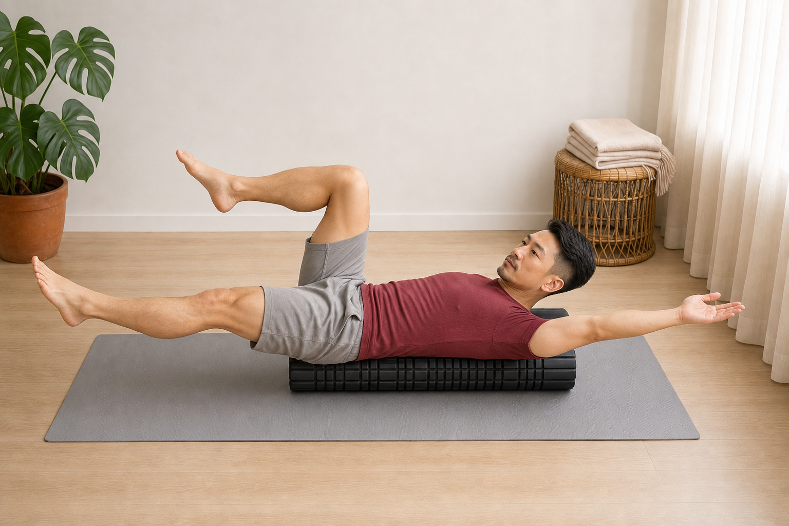 Uitvoering: Dead bug op foam roller (core stability)