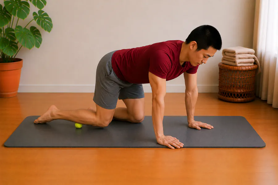 Uitvoering: Tennisbal scheen (tibialis anterior)