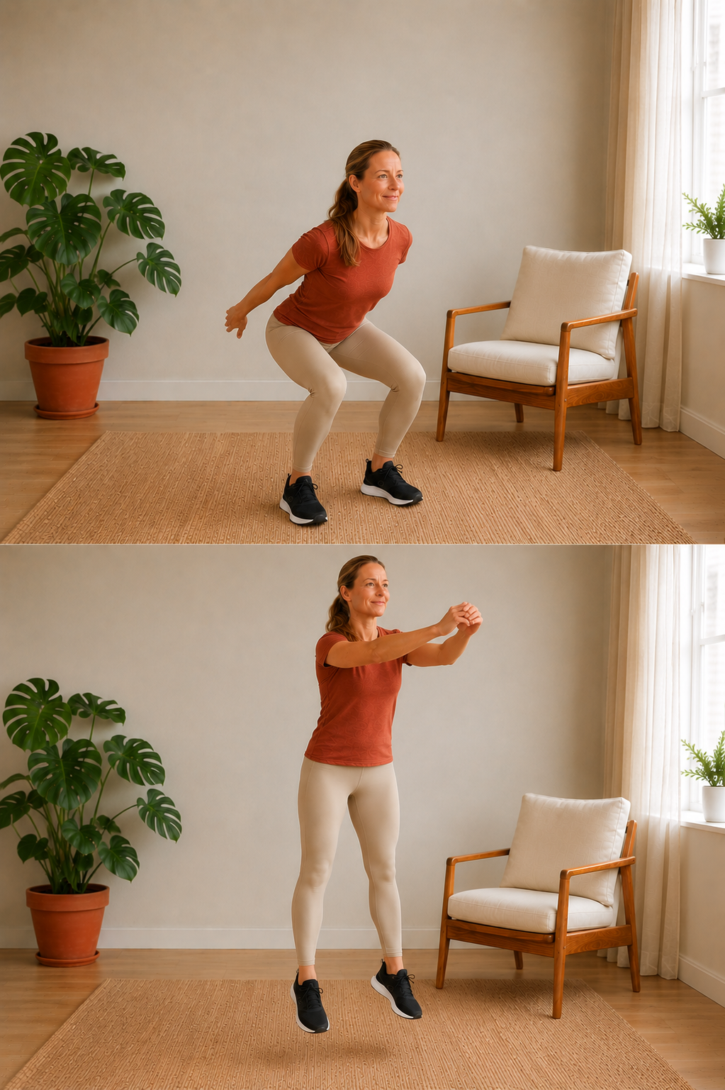Uitvoering: Spring-squat