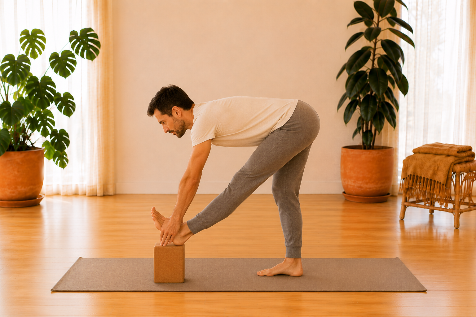 Uitvoering: Hamstring-rek staand